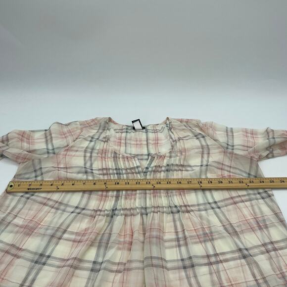TORRID Shirt Plaid Semi Sheer Chiffon Layering Pastel Blouse Women Sz 0X US L - Picture 5 of 7
